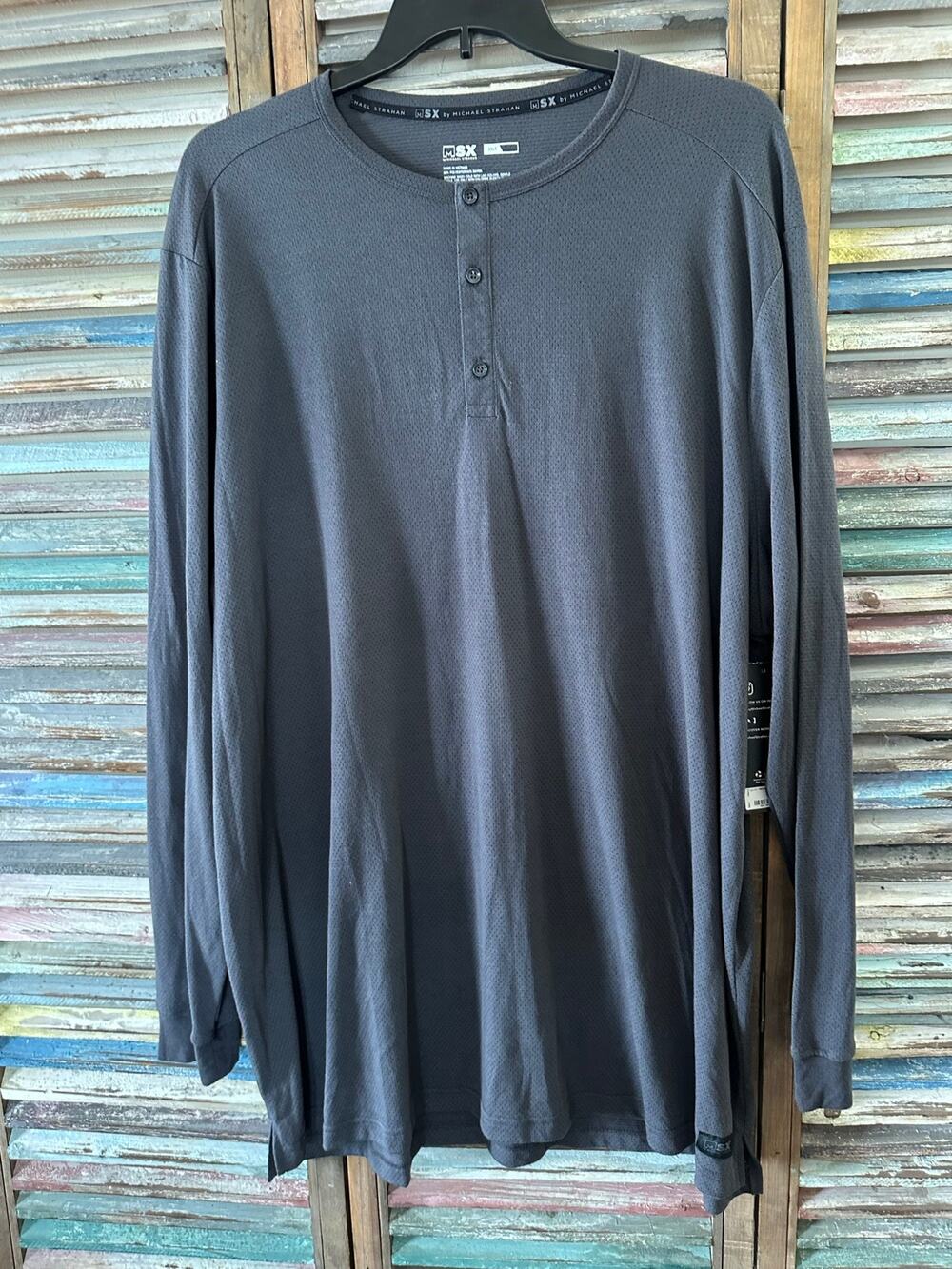 MSX Michael Strahan Gray Mesh Long Sleeve Top 3XLT 3X Tall